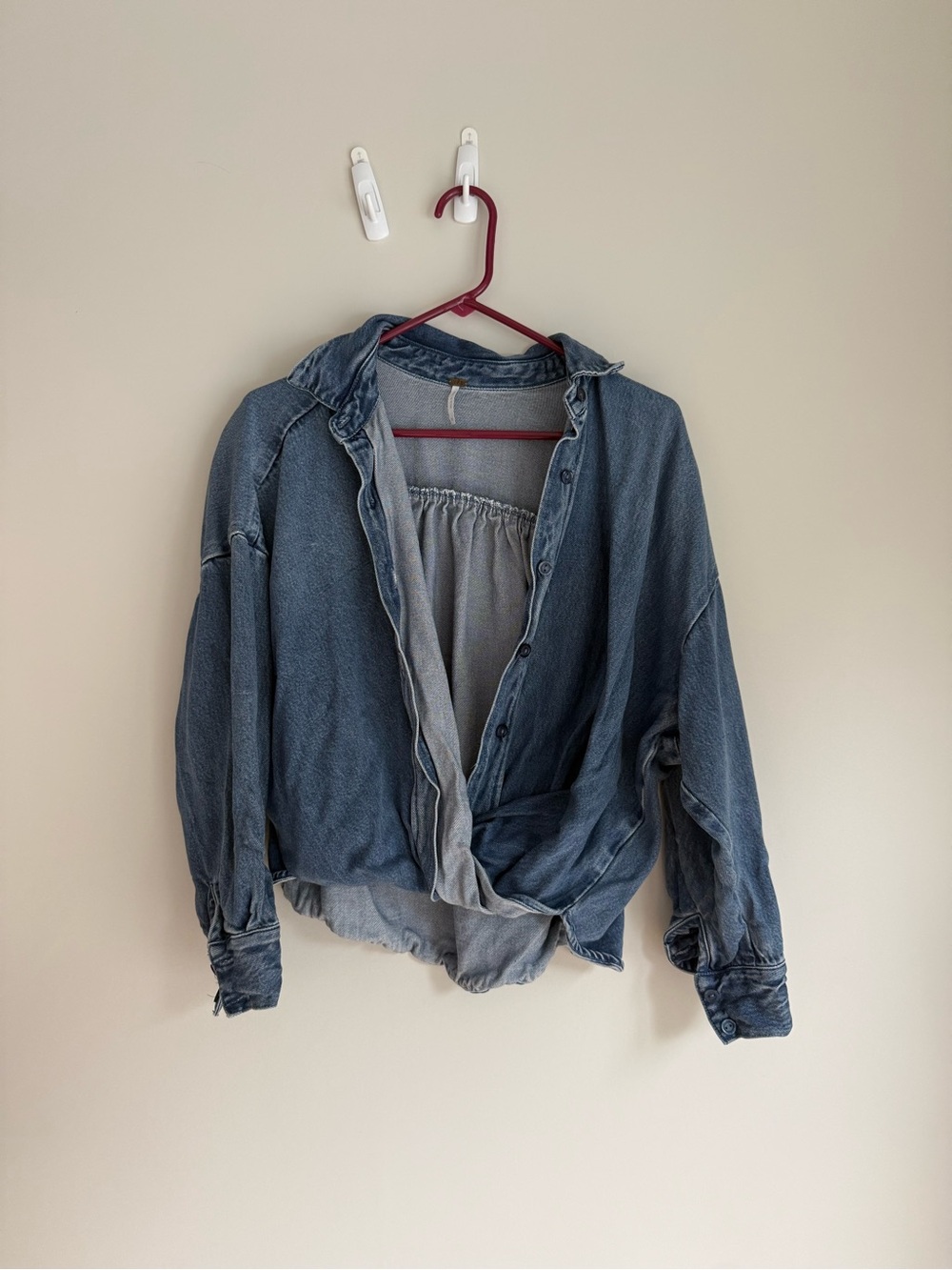 Washed Blue Women’s Button-Front Top